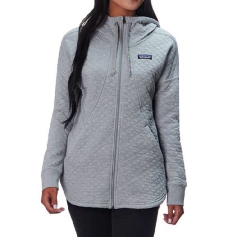 Patagonia Quilted Zip Hoodie in Light Gray - Picture 2 of 12